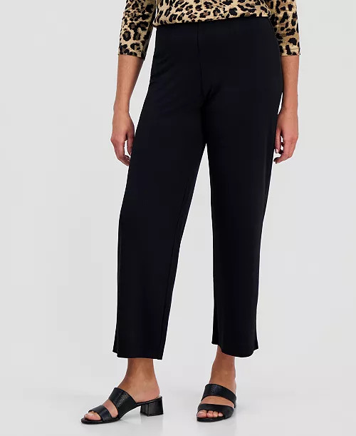 Women's Knit Wide-Leg Pull-On Pants, Regular & Short Lengths | Macy's