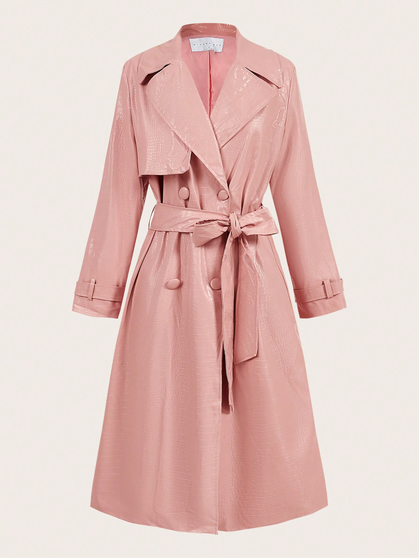 MISSGUIDED Giacca trench con cintura a doppio petto, colletto a revers, effetto coccodrillo in PU... | SHEIN