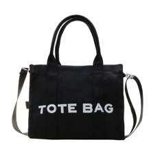 Black Tote Bag Double Handle Letter Print Canvas | SHEIN