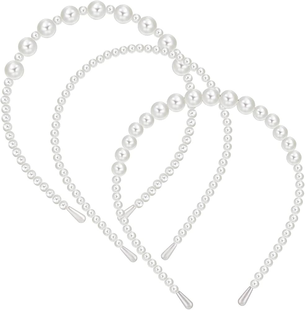 Aoxmas 3pcs White Faux Pearl Hairbands Bridal Hair Hoop Wedding Hair Accessories Pearl Headbands ... | Amazon (CA)