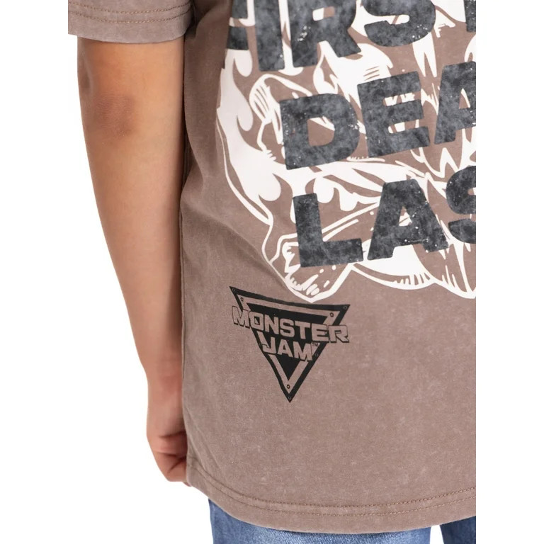 Monster Jam Boy's Short Sleeve Mineral Washed Graphic T-Shirt, Sizes 4-18 | Walmart (US)