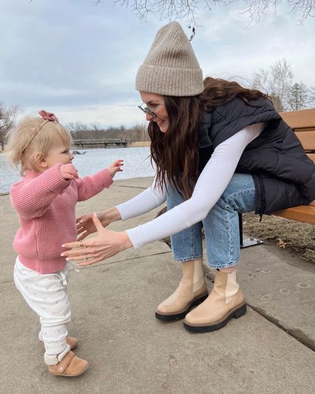 Wearing xs in puffer vest, also linked a look for less! 
Wearing small in white top, love this basic long sleeve
Boots in sale 

Winter outfit 

#LTKFind #LTKSeasonal #LTKbaby
