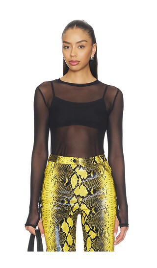 Vero Long Sleeve Fitted Mesh Top in Black | Revolve Clothing (Global)