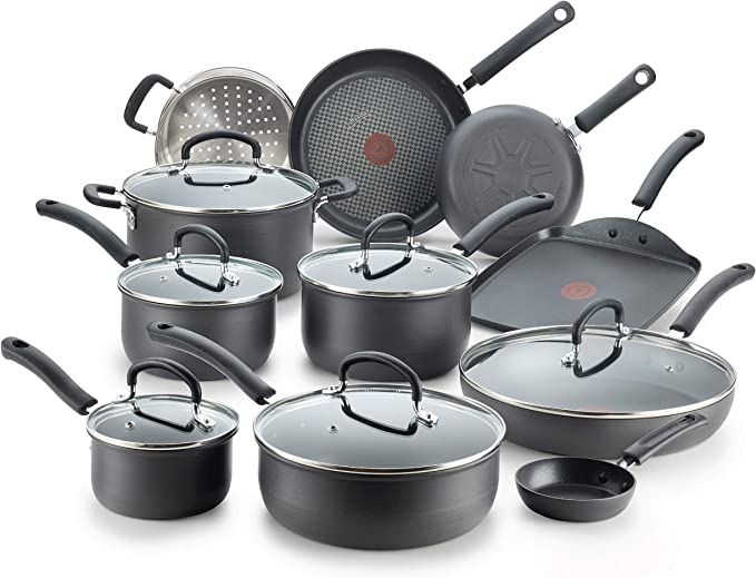 T-fal Ultimate Hard Anodized Nonstick 17 Piece Cookware Set, Black | Amazon (US)