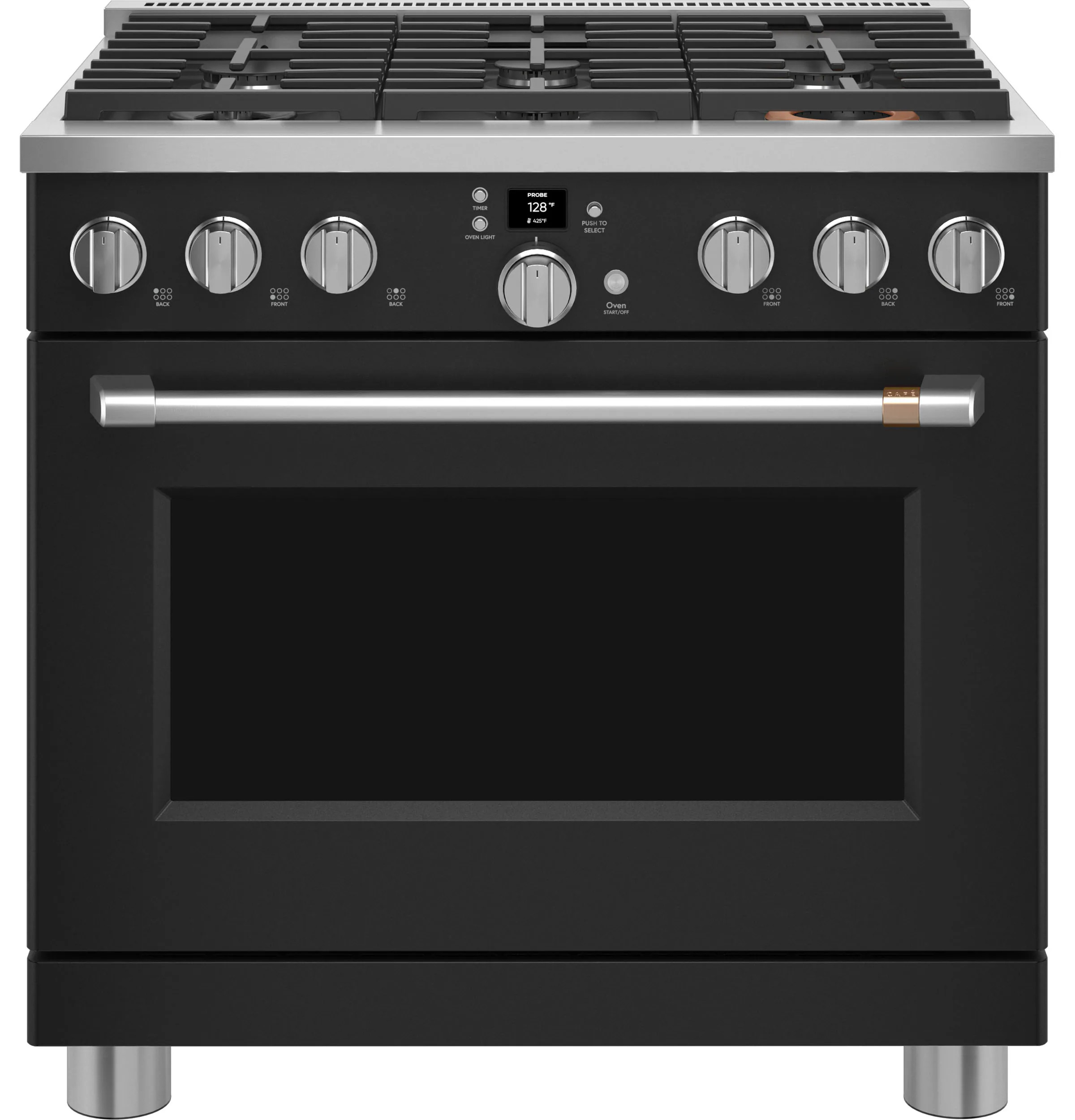 Cafe 36-in 6 burners 6.2-cu ft Air Fry Convection Oven Freestanding Natural Gas Range ( Matte Black ) | CGY366P3TD1 | Lowe's
