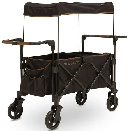 Delta Children Hercules Stroller Wagon for 2 Kids Versatile Stroller Wagon with Canopy, Push/Pull Handles, Cup Holders and Storage Pockets Compact Fold is Great for Travel, Black | Walmart (US)
