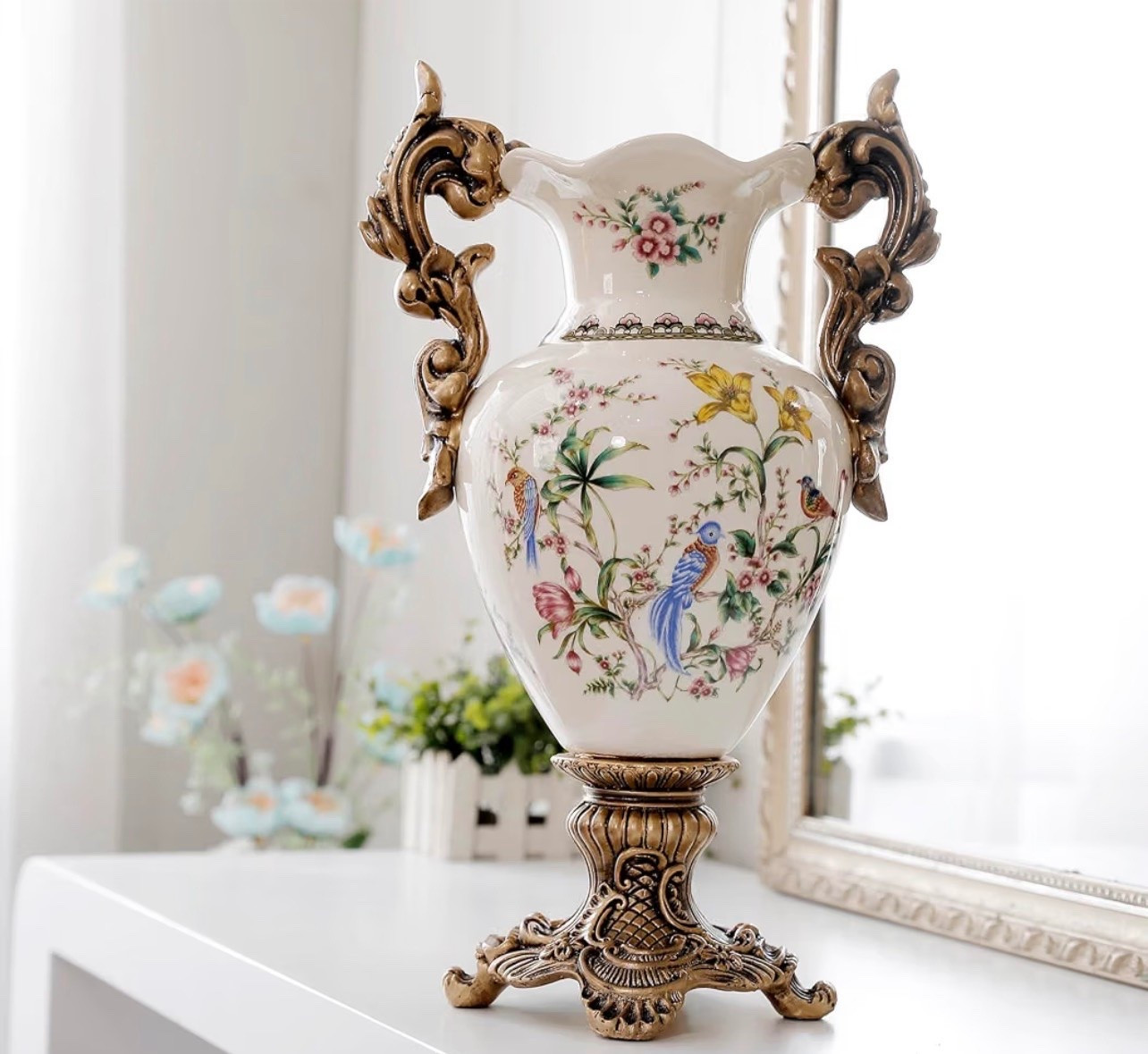 Tall Table White Ceramic Vase for Pampas Grass Flowers -16.1" Tall, Unique Design ice Cracked Ceramic vase for Home Decor, Sophisticated Vessel for Decorative Branches & Dried Flowers.

#LTKHome #LTKSaleAlert #LTKSeasonal