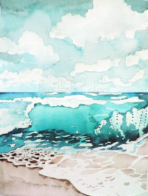 Beach Painting - Watercolor - Landscape - Print | Etsy (US)