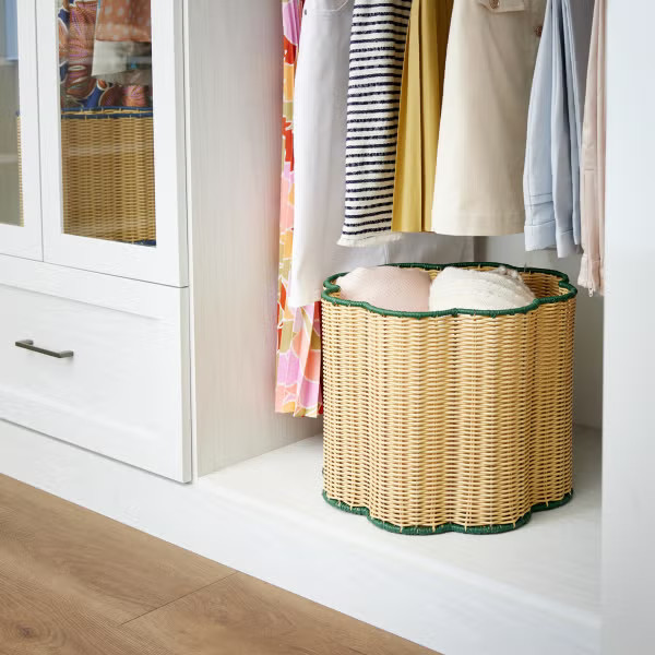 The Container Store Scalloped Edge Faux Rattan Bins | The Container Store