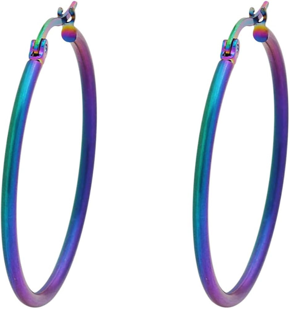 Edforce Stainless Steel Rounded Hoops Earrings (20mm-60mm Diameter) | Amazon (US)