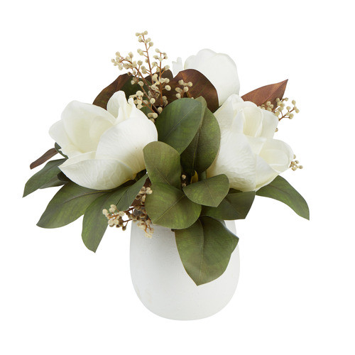 38cm Potted Faux Magnolia Willow Mixed Arrangement | Temple & Webster | Temple & Webster AU