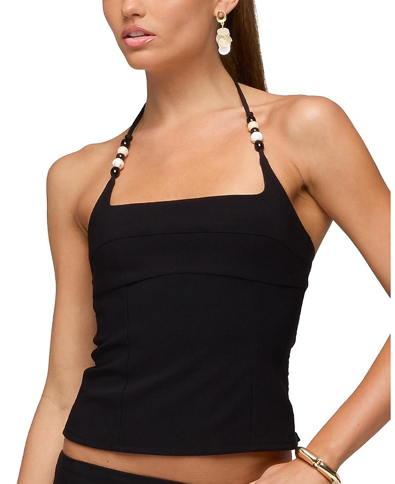 Edikted Yua Bead Stretchy Woven Halter Top | Bloomingdale's (US)