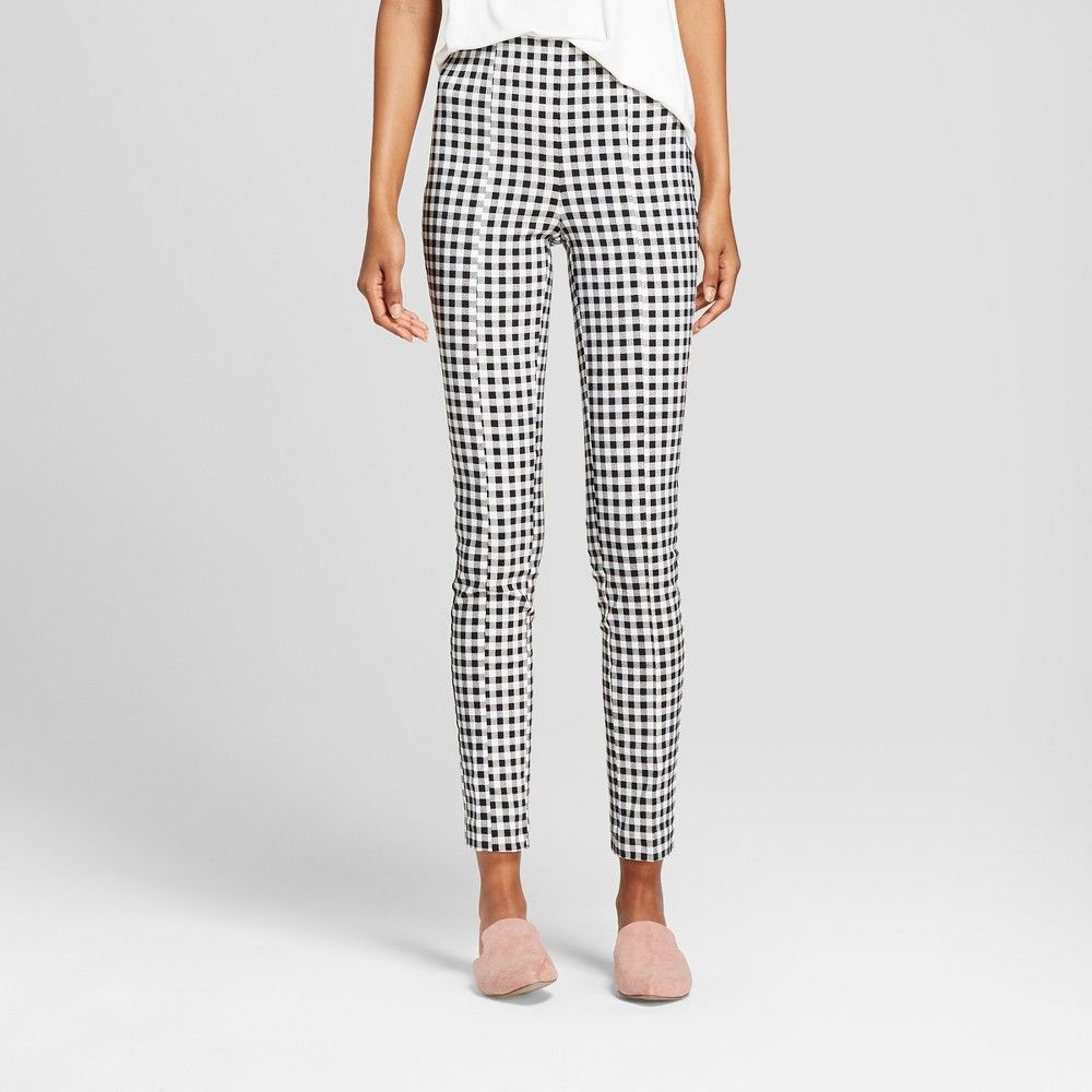 Women's Gingham Twill Stretch Pants - Xoxo (Juniors') Black 2, Multicolored | Target