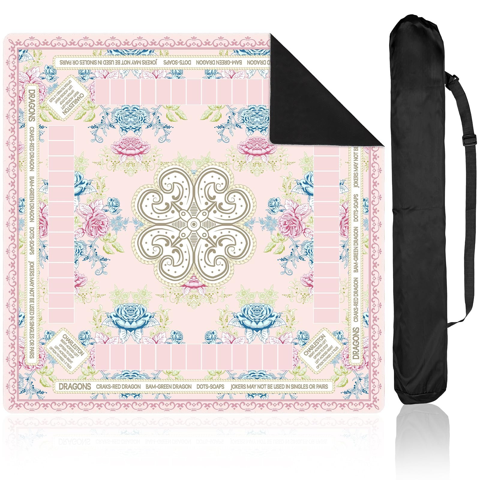 party greeting Chinoiserie Mahjong Mat with Black Carrying Bag 31.5 x 31.5 in Multi Purpose Game ... | Amazon (US)