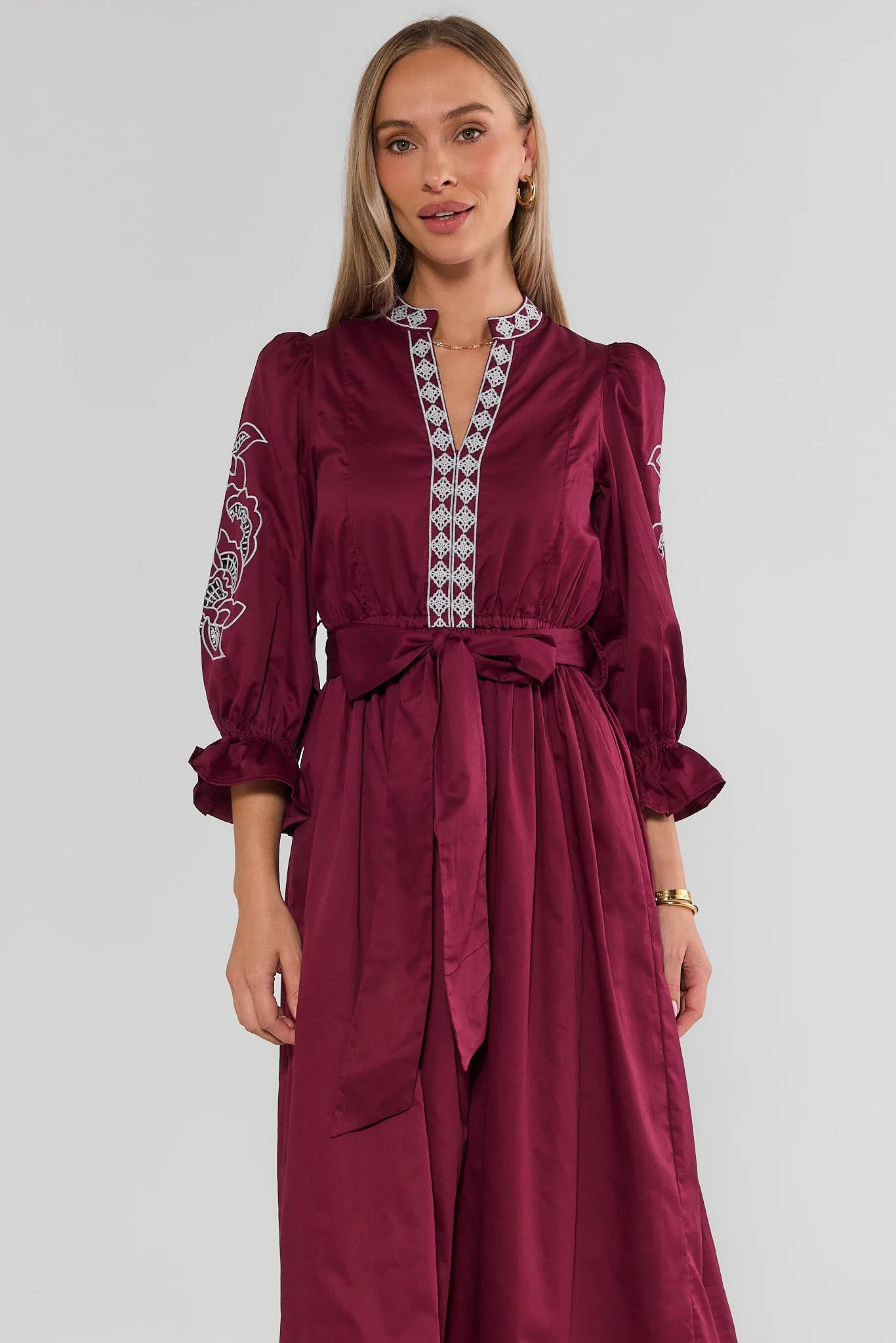 Deanna Embroidered Midi Dress | Avara