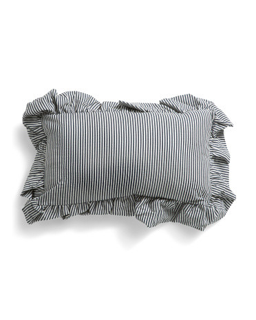 9x16 Newport Pinstripe Oversized Ruffle Oblong Pillow | TJ Maxx