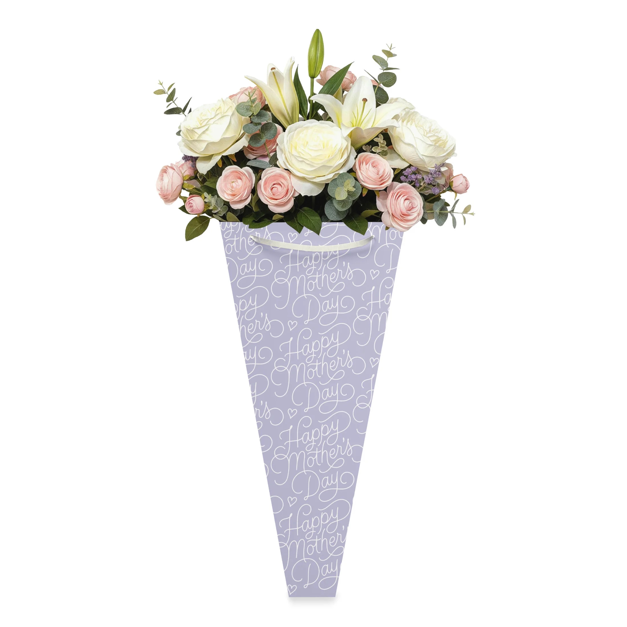 American Greetings 16 in. Mother's Day Floral Bouquet Gift Bag, Purple with Cursive Script (1-Cou... | Walmart (US)