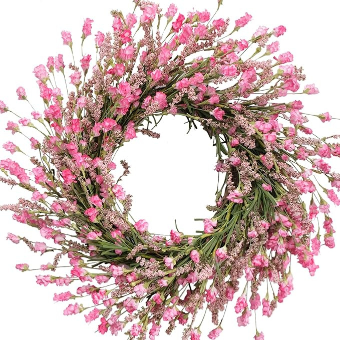 TEMPUS 20 Inch Pink Flower Wreath for Front Doors Spring and Summer for Indoor and Outdoor Decor ... | Amazon (US)
