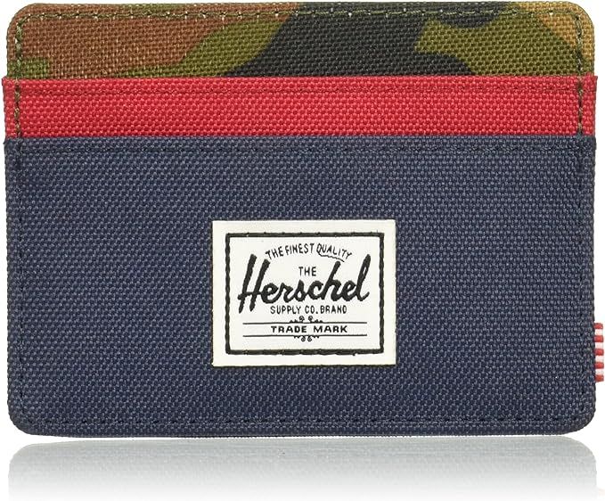 Herschel mens Charlie Rfid Card Case Wallet, Navy/Woodland Camo/Red, One Size US | Amazon (US)