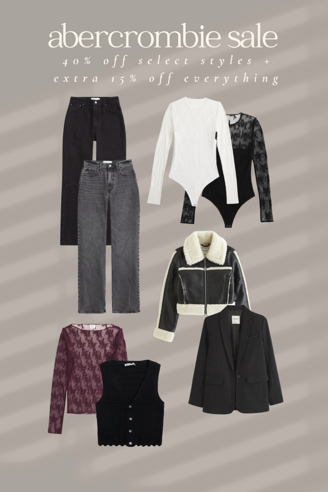 My favorites from the Abercrombie sale! Up to 40% off select styles and an extra 15% off everything else!

Sale alert | seasonal style 

#LTKsalealert #LTKSeasonal #LTKHoliday