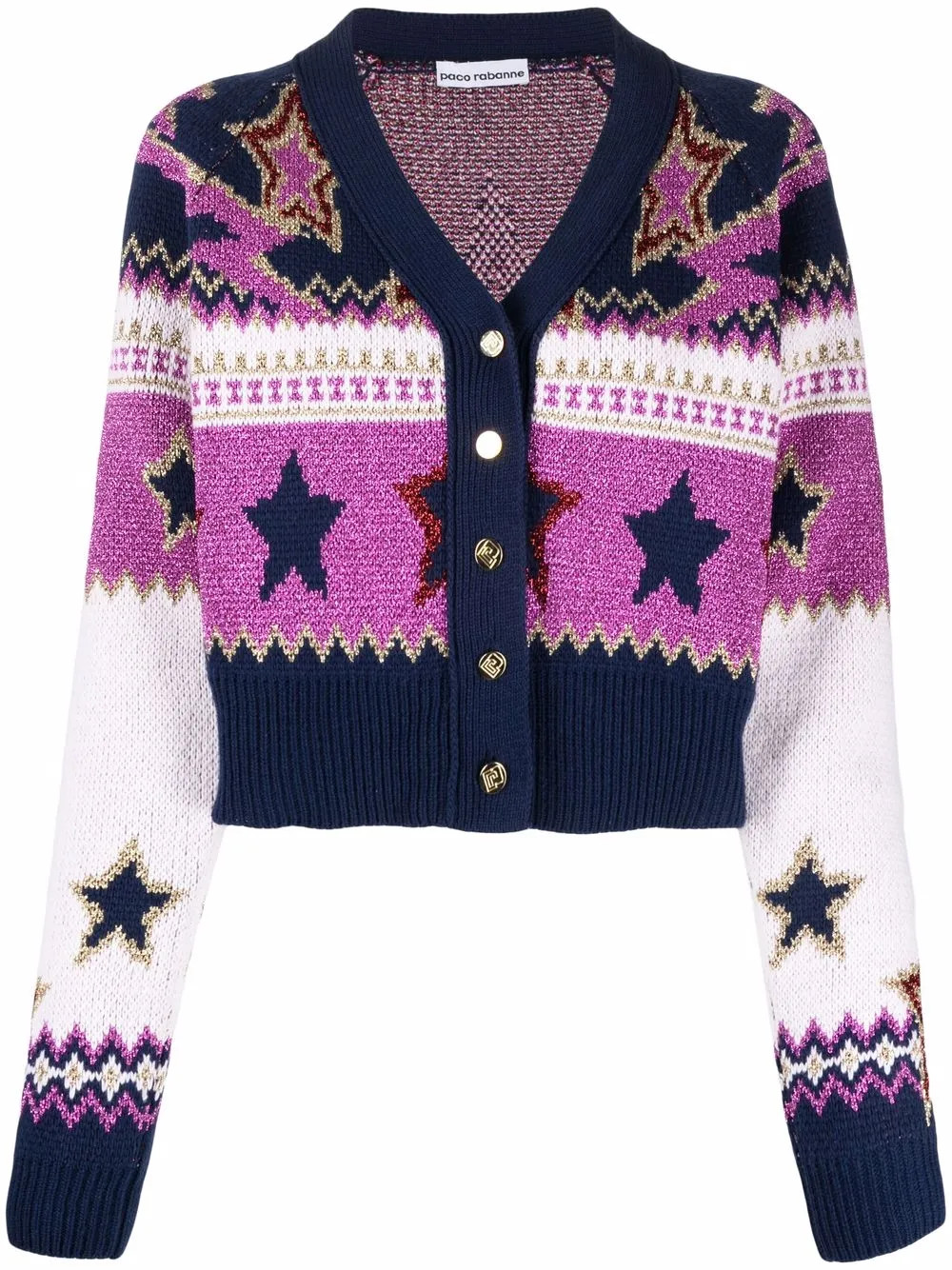 Rabanne Metallic star-knit Cardigan  - Farfetch | Farfetch Global