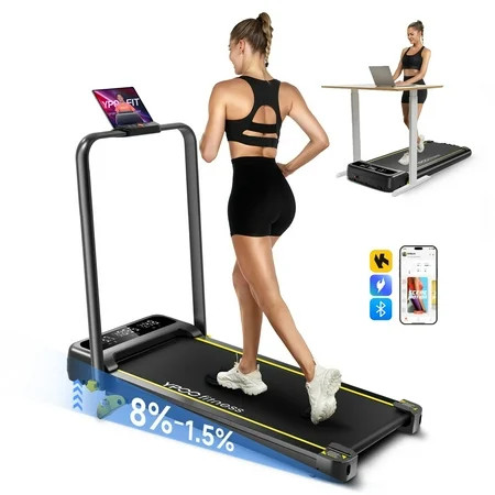 YPOO Foldable Treadmill with Incline and Handle, Portable Walking Pad for Home/Office, 300 lb Capacity, Remote Control | Walmart (US)