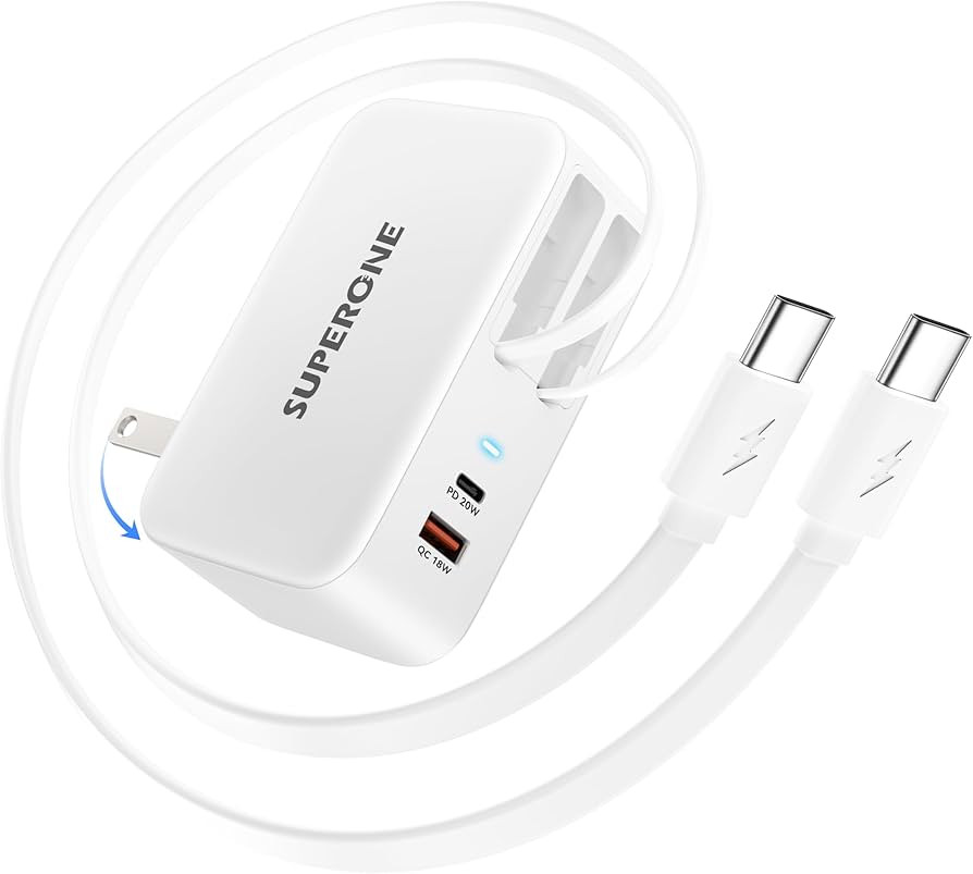 [Upgrade] SUPERONE 4 in 1 Retractable Wall Charger with Dual USB C Cables, USB C Charger Block 78... | Amazon (US)