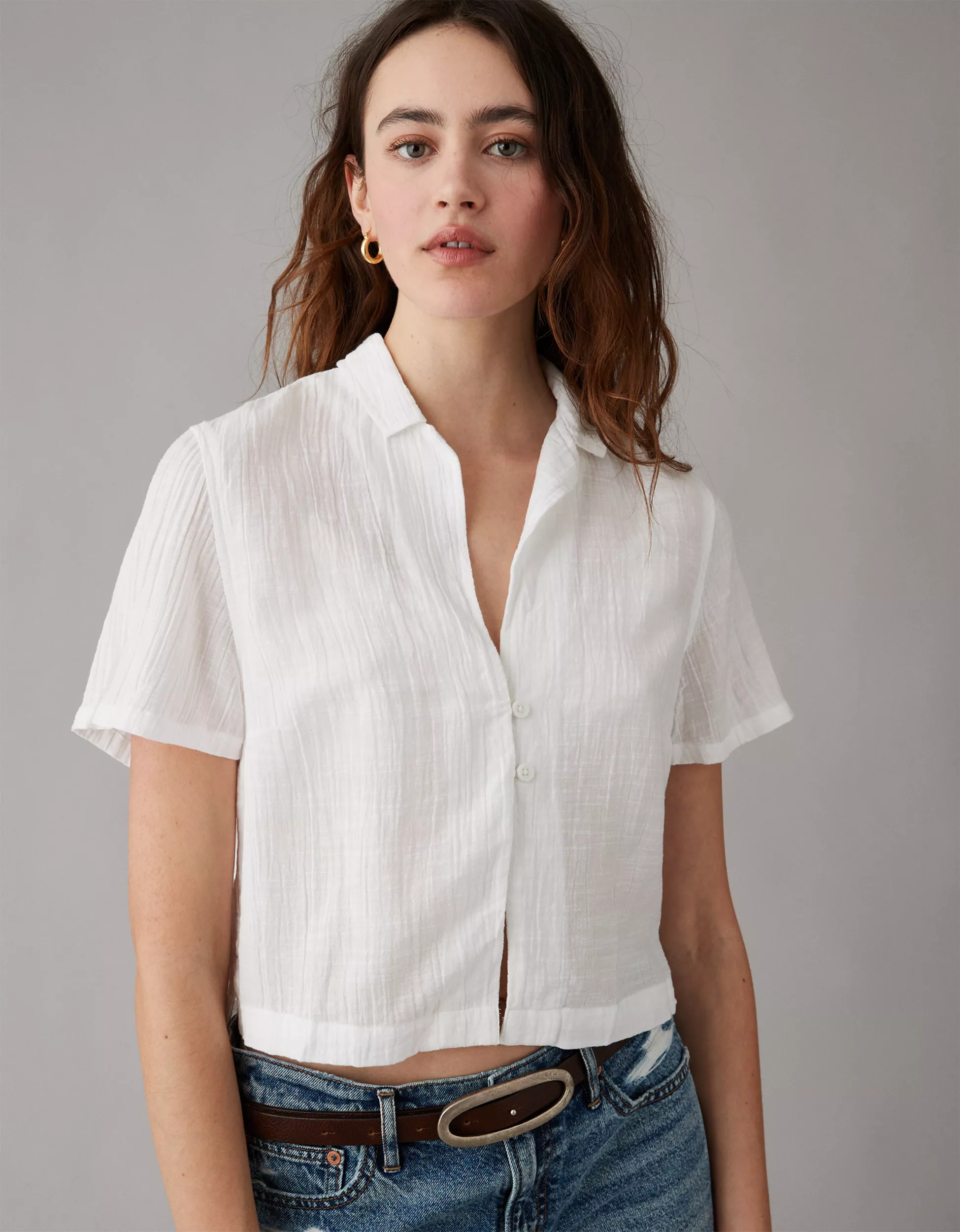 AE Cropped Cabana Shirt | American Eagle Outfitters (US & CA)