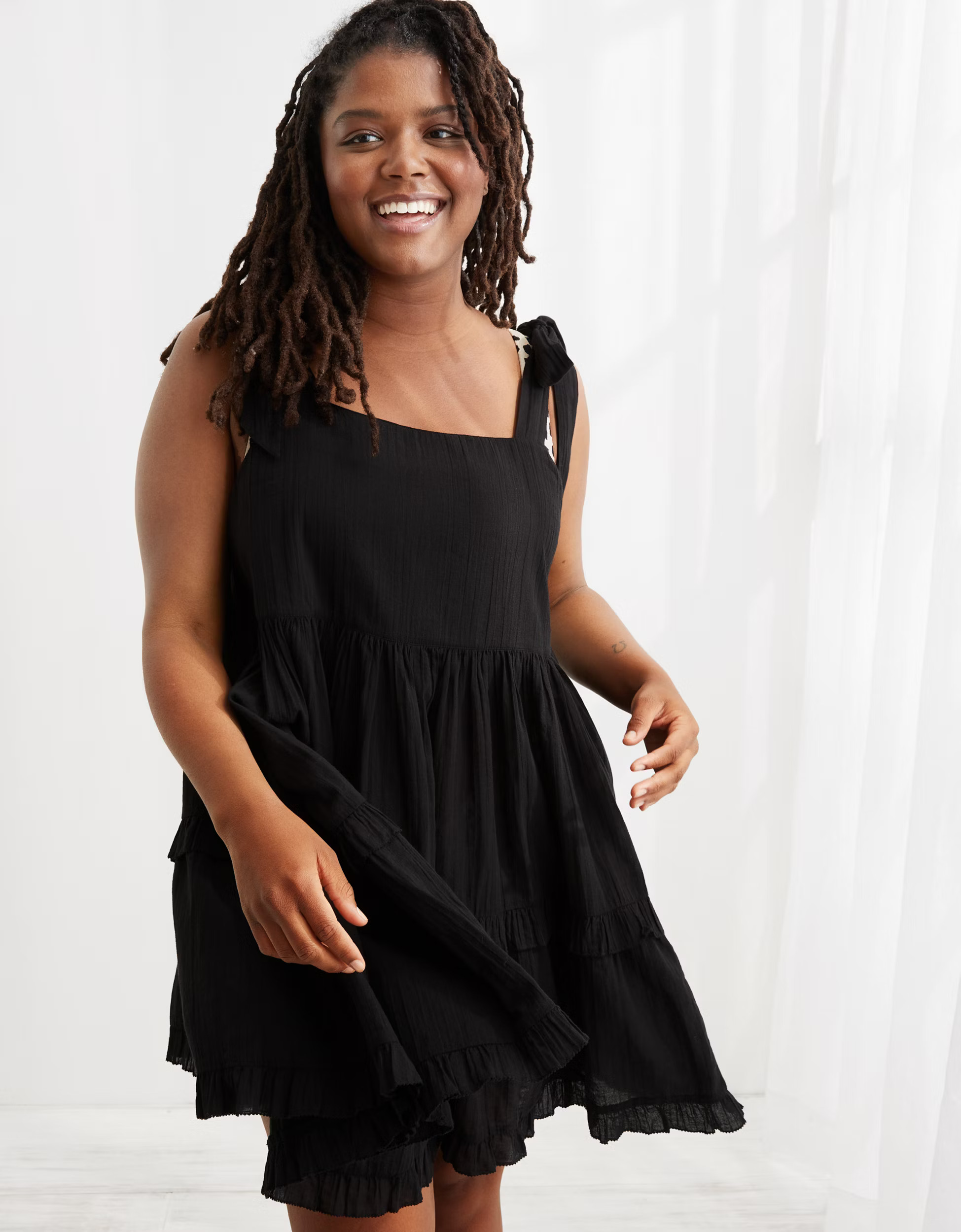 Aerie Shoulder Tie Ruffle Cover Up | American Eagle Outfitters (US & CA)