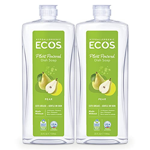 ECOS Dish Soap - Cuts Grease & Food Residue - No Harsh Chemicals - Hypoallergenic for Sensitive Skin - Biodegradable Formula, Recyclable Sustainable Liquid Dishwashing Soap - Natural Pear (Pack of 2) | Amazon (US)