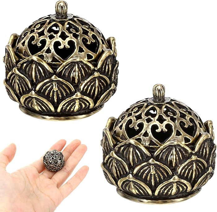 2 PCS Mini Brass Flower Incense Cone Holder, Vintage Flower Incense Holder Elegant Decor for Home... | Amazon (US)