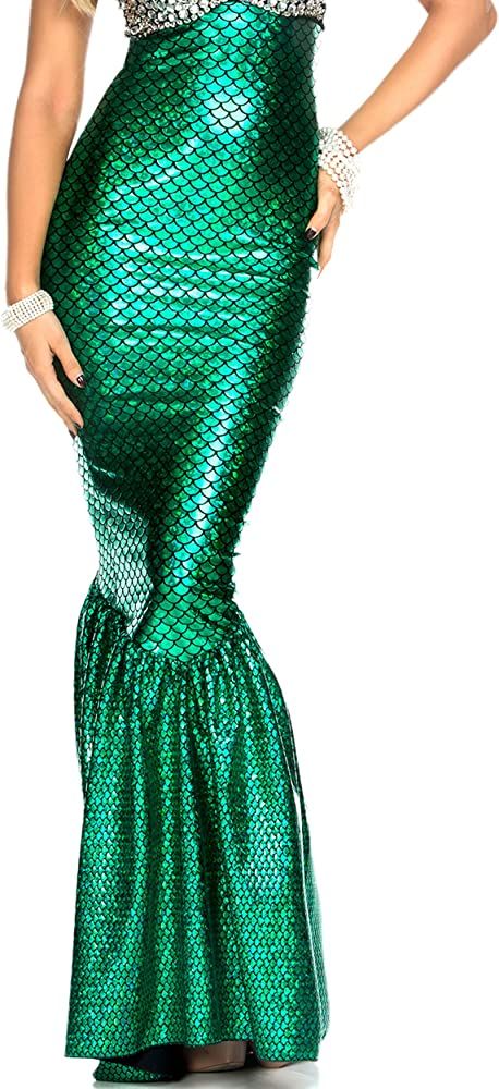 Forplay Women's Mermaid Skirt with Hologram Finish, Halloween Maxi Skirt | Amazon (US)