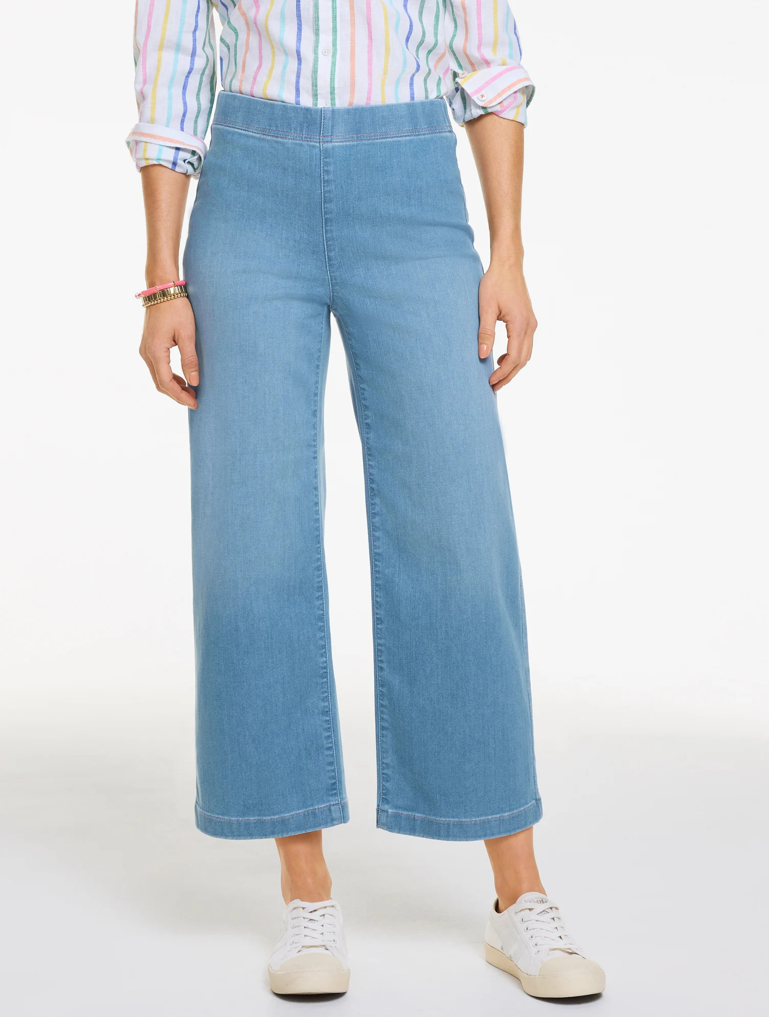 Wide Crop Pull-On Travel Jeans - Mercer Wash - Medium Talbots | Talbots