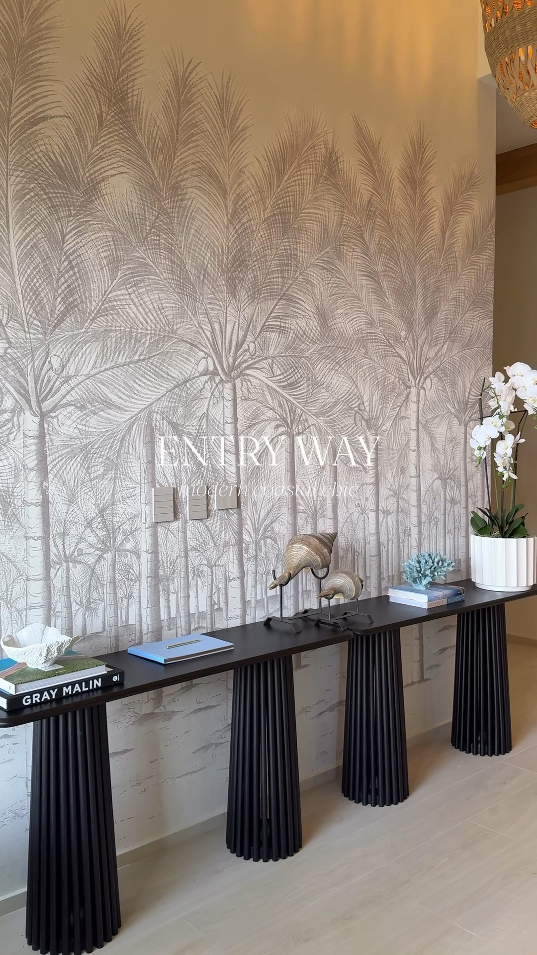 Palm Grove by Thibaut sets the tone from the moment you walk in. 🌴 By daylight it’s bright + breezy, and by night it takes on a warm, moody glow—coastal done right at Villa Nya. ✨

#LTKHome