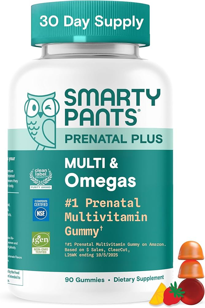 SmartyPants Prenatal Multivitamin Gummies, Omega 3 (DHA/EPA), Methylfolate, Biotin, Vitamin D3, C... | Amazon (US)