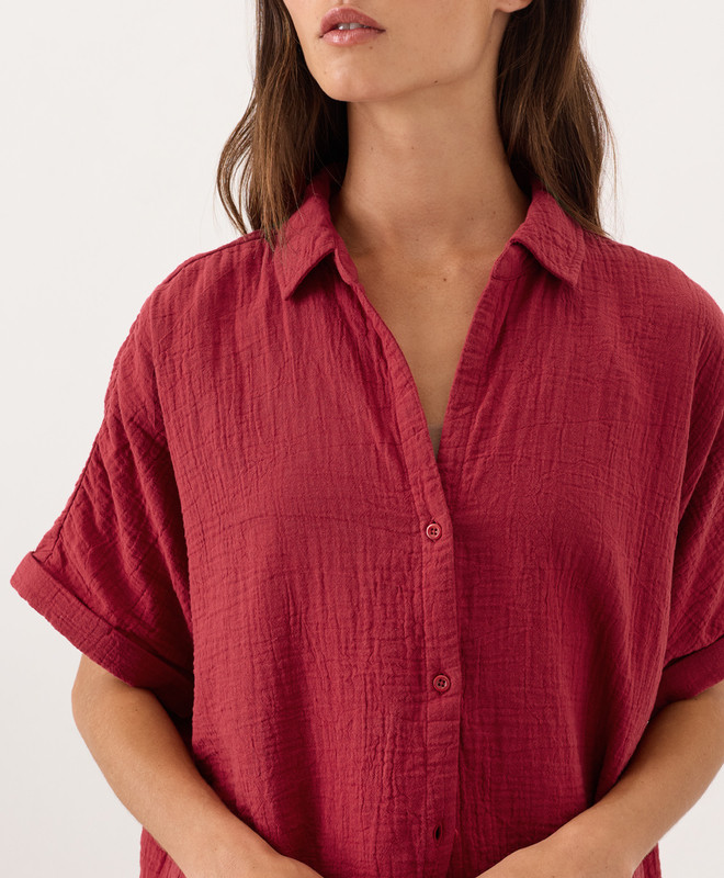 Organic Coastal Double Gauze Relaxed Shirt | Pact Apparel