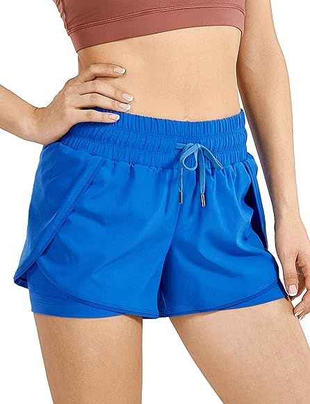 Workout Running Shorts Women with Liner 2 in 1 Athletic Sports Shorts with Zip Pocket- 3 inches | Amazon (US)