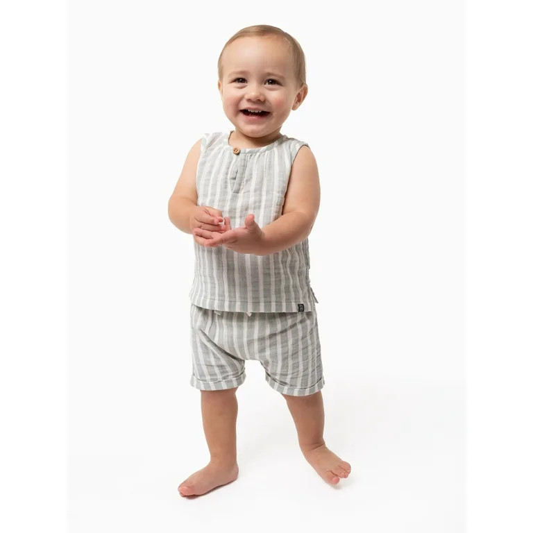 Modern Moments by Gerber Baby Boy Casual Sleeveless Top and Short Outfit Set, Sizes 0/3 Months - ... | Walmart (US)
