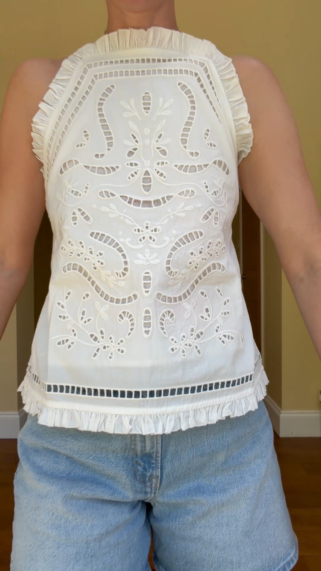 Beautiful Sezane blouse and the best denim shorts

#LTKuk #LTKspring #LTKsummer