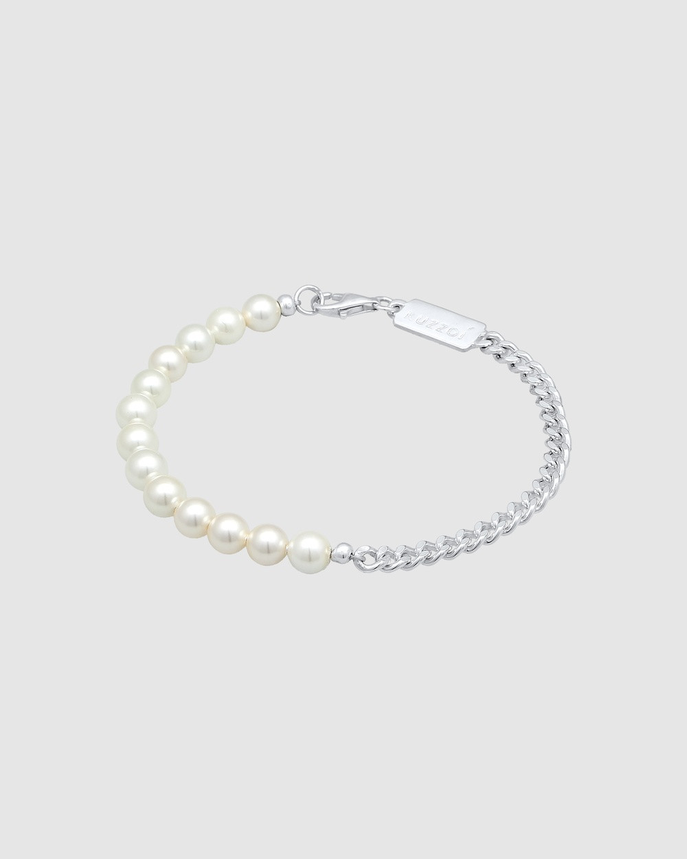 Kuzzoi - ICONIC EXCLUSIVE   Bracelet Men Trend Solid with shell core pearls in 925 sterling silver - Jewellery (white) ICONIC EXCLUSIVE - Bracelet Men Trend Solid with shell core pearls in 925 sterling silver | THE ICONIC (AU & NZ)
