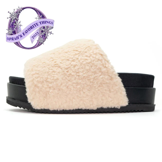 ROAM FUZZY STACK PLATFORM NUDE FAUX SHEARLING | ROAM
