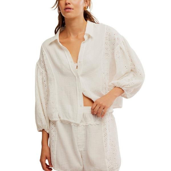 Women's Free People Full Bloom 3/4 Sleeve Button Up Shirt Medium Ivory | Scheels Sports