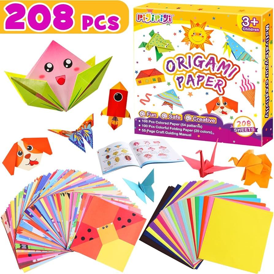 pigipigi Craft Origami Paper for Kids - 208 Sheets Vivid Colorful Folding Papers 54 Patterns Art ... | Amazon (US)