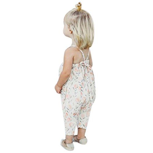 Franterd Baby Girls Straps Rompers, Kid Flower Print Jumpsuits Piece Pants Clothing (White, 2T) | Amazon (US)