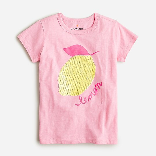 Girls' sequin lemon graphic T-shirt | J. Crew US