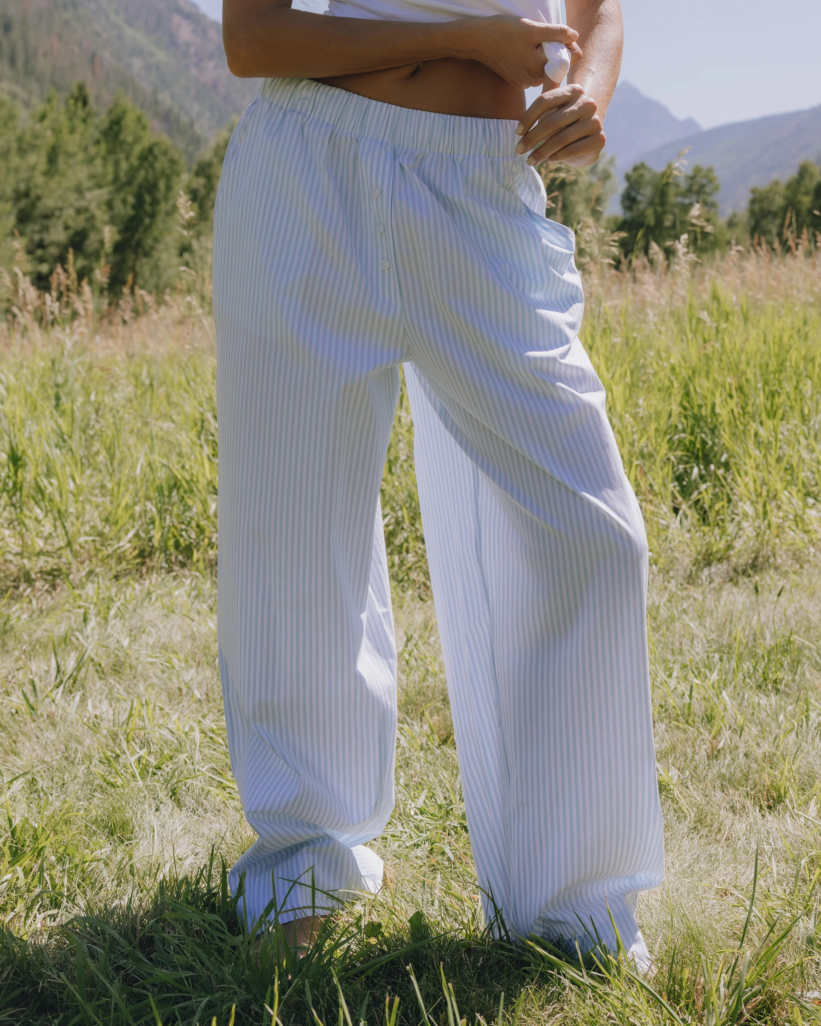 Poplin Resort Pants - Lake Day/White Stripe | Daily Drills