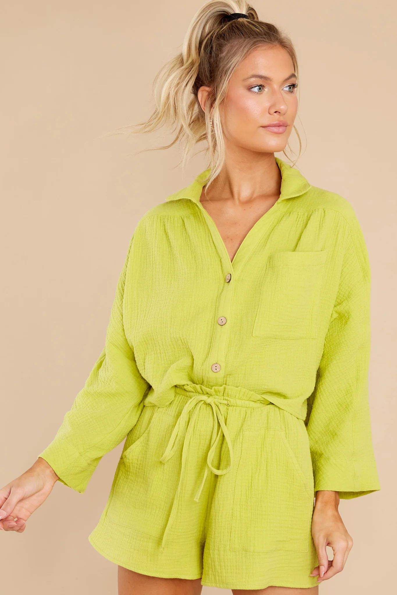 Meet At Sunset Lime Green Two Piece Set | Red Dress 