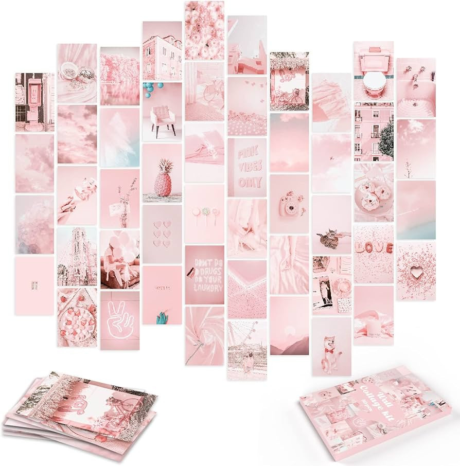 LOVEDMORE Photo Collage Kit Pastel Pink for Wall Aesthetic 50 Pictures | Pink Room Decor Gifts fo... | Amazon (US)