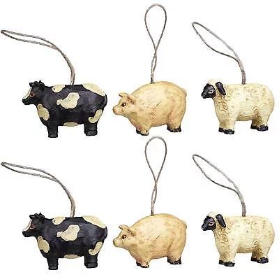 Mini FARM ANIMAL Christmas Ornaments, Set of 6 Cow, Pig, & Sheep, by The Country House Collection... | Walmart (US)