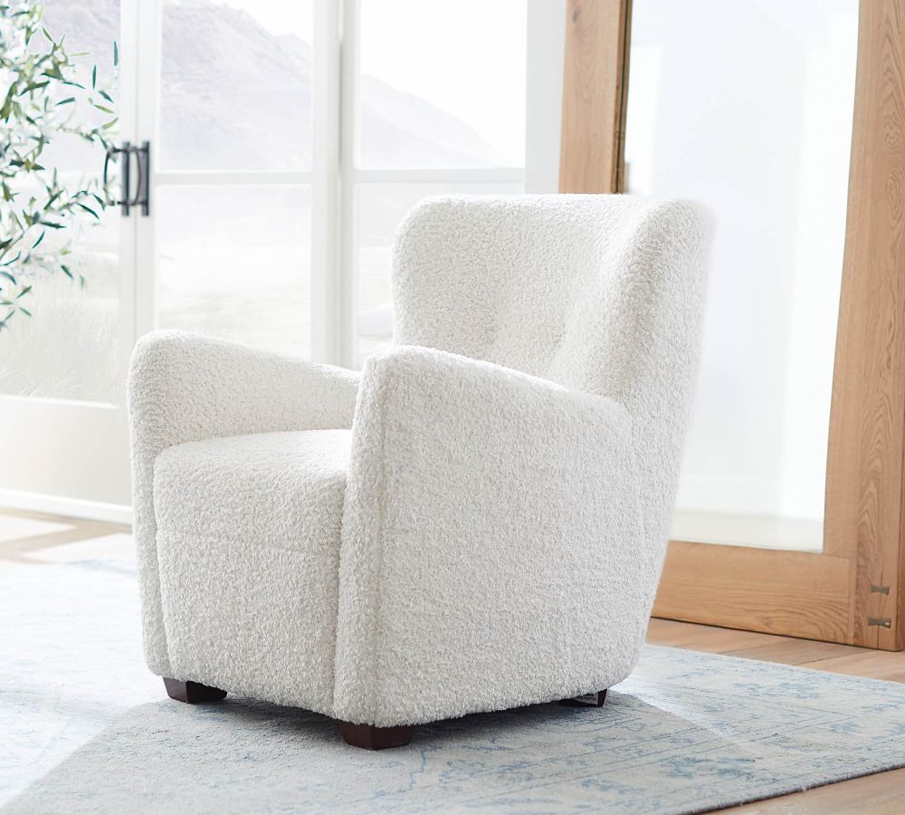 Hart Upholstered Armchair, Polyester Wrapped Cushions, Teddy Faux Fur Ivory | Pottery Barn (US)